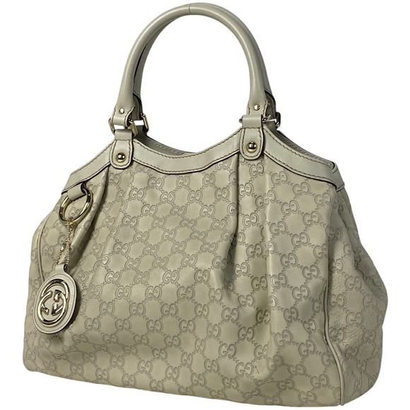Gucci Off Leather White Sukey Shimmer ssima GG Handbag - Picture 1 of 6